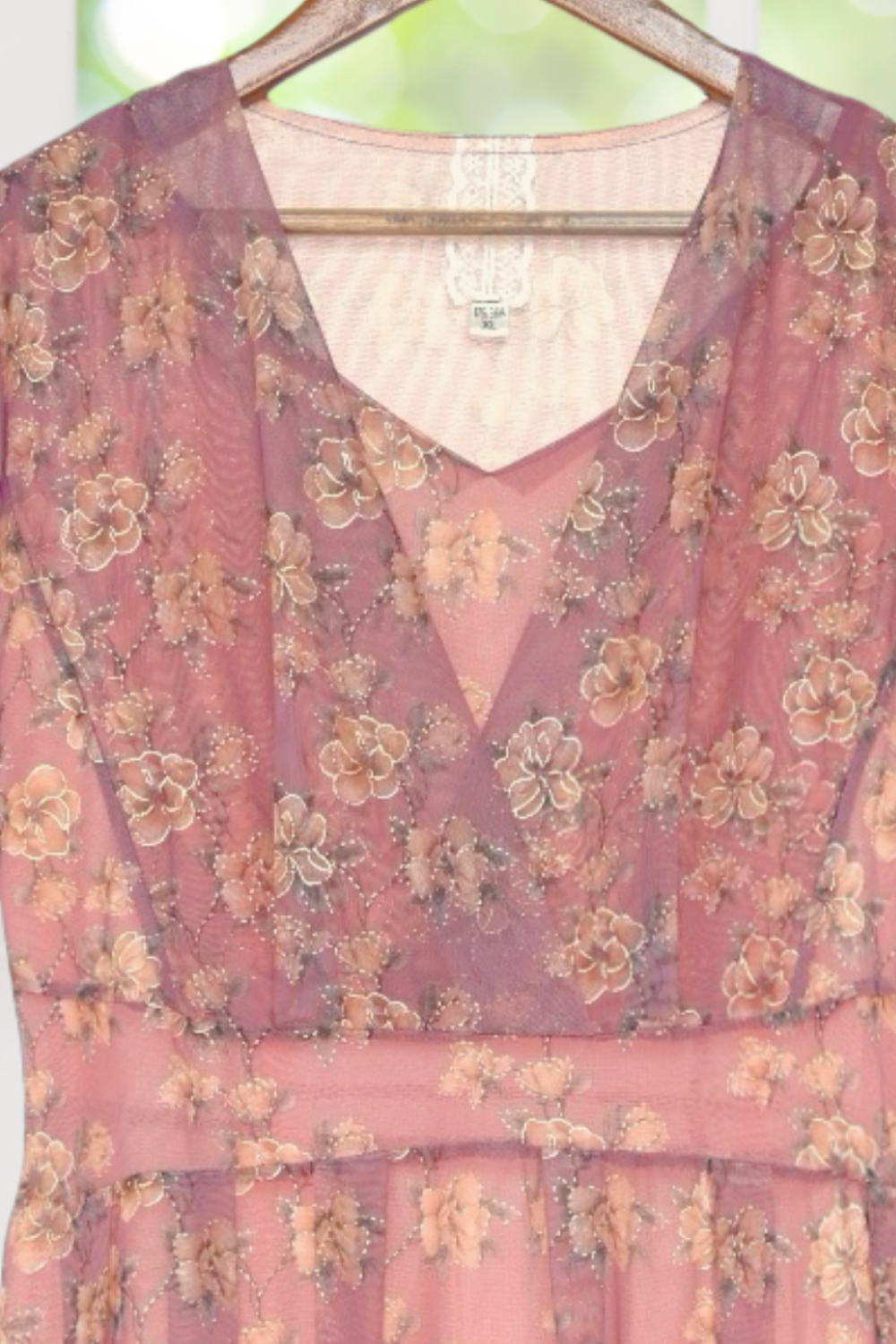 Annabella Mesh Pink Dress with Floral Print